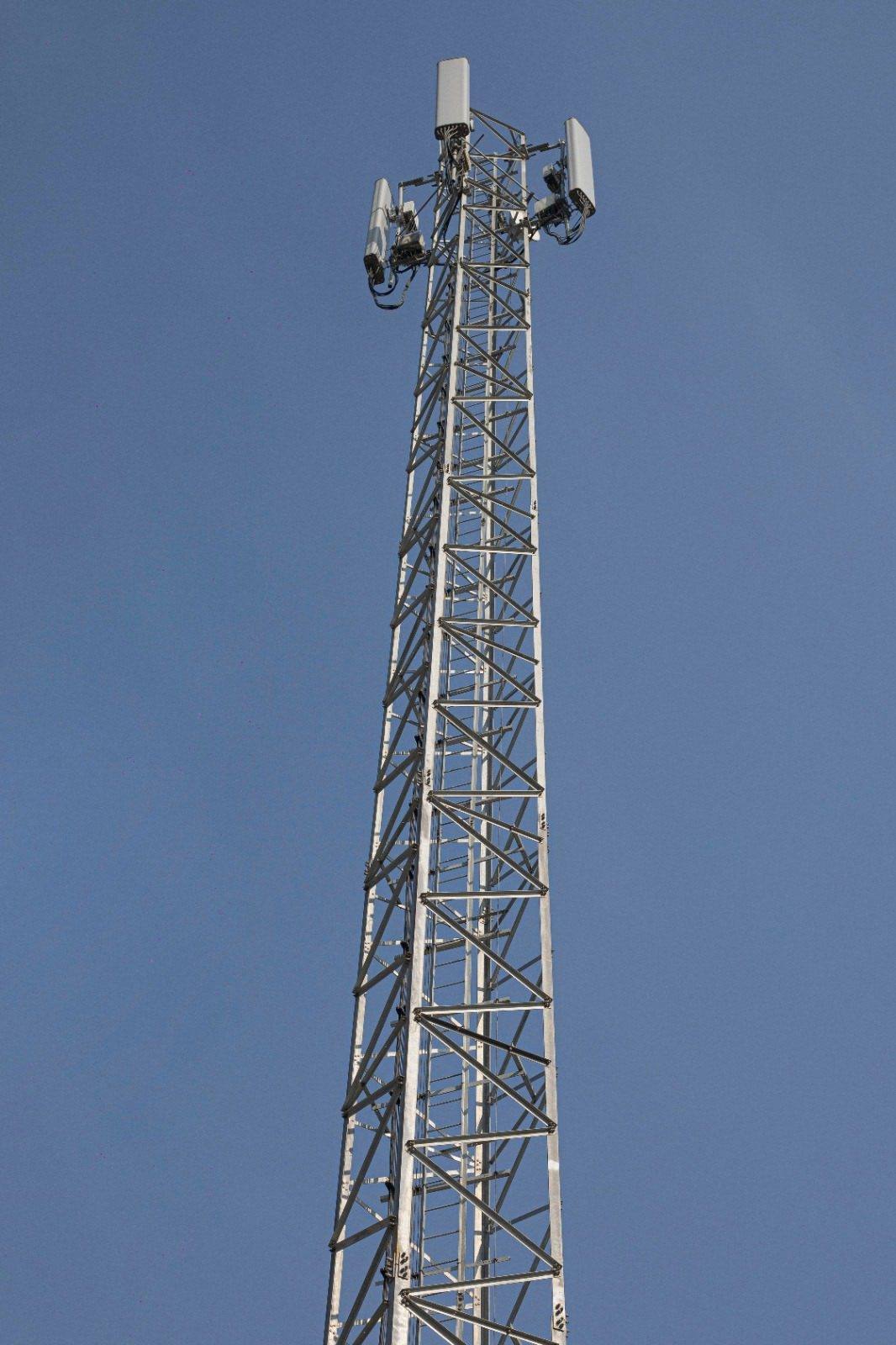 Powerst telecom tower with antennas