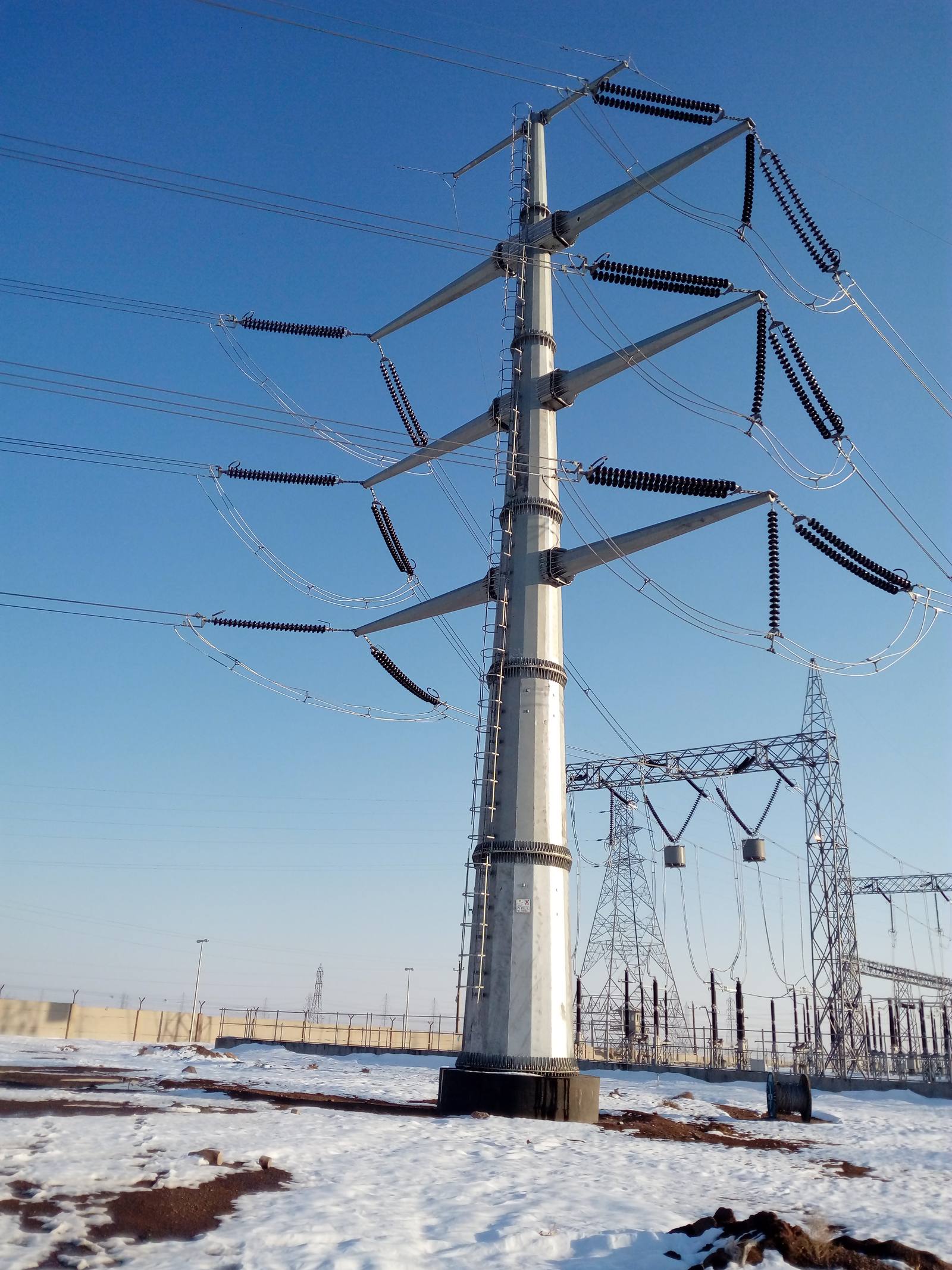 Powerst steel pole transmission line